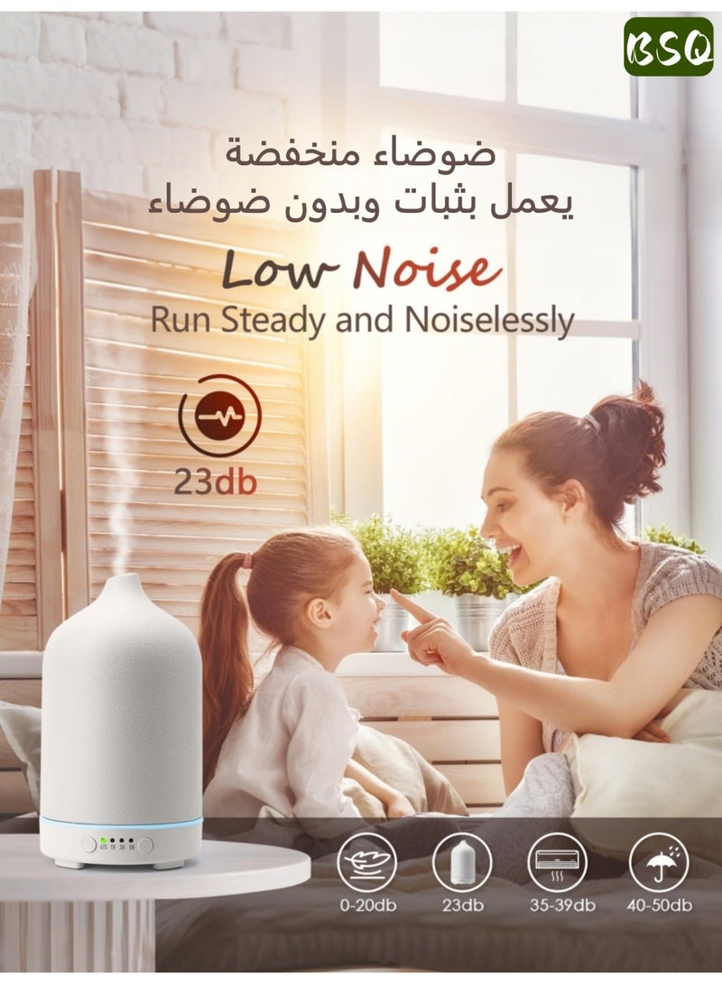 BSQ Large-capacity ceramic essential oil diffuser | Ultrasonic air humidifier | Aromatherapy essential oil diffuser | Rechargeable aromatherapy diffuser | With 7-color LED light | Automatic power-off function | 4 timer modes | Quiet operation | Suitable for home, office and yoga, helping you relax. - Image 3